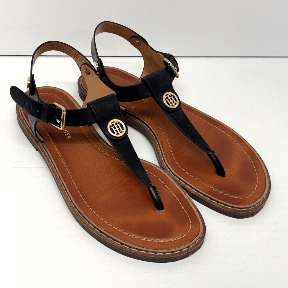 Tommy Hilfiger Black Women’s Bennia Thong Flat Sandals Size 8 M